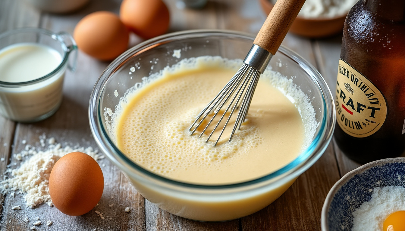 apprenez à préparer une pâte à crêpes légère et savoureuse grâce à l'ajout de bière. astuces et conseils pour des crêpes moelleuses et délicieuses à chaque recette.
